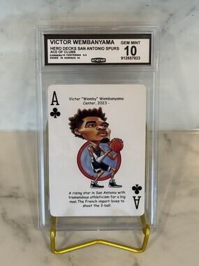 Victor Wembanyama Hero Decks Spurs Ace of Clubs Graded Gem Mint 10 - Rookie